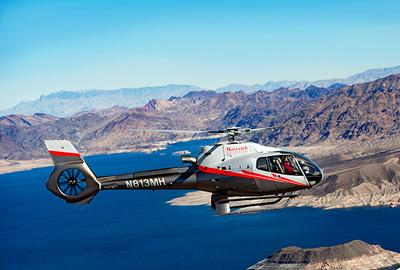 Maverick Helicopter Flying Over Lake Mead