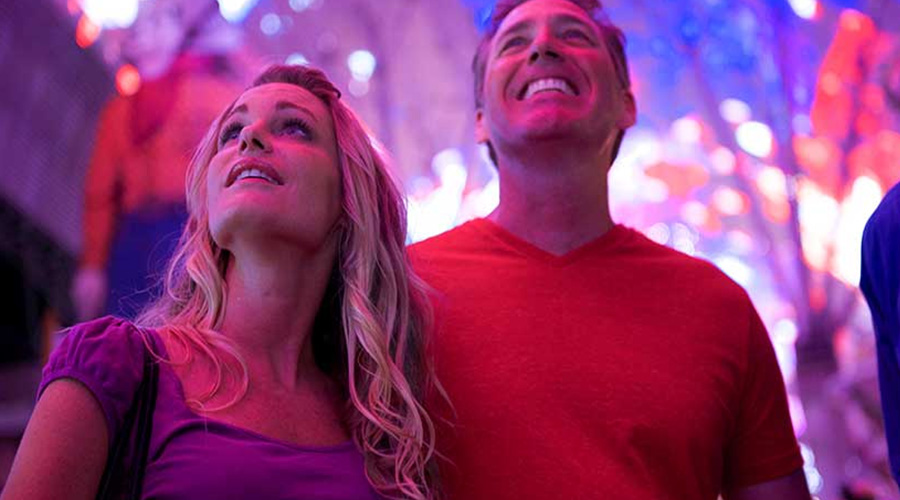 Guest Enjoying the Fremont Experience Lights