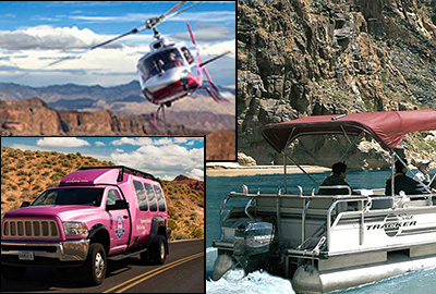 Helicopter-Pink Jeep Trekker-Pontoon Boat at Grand Canyon West