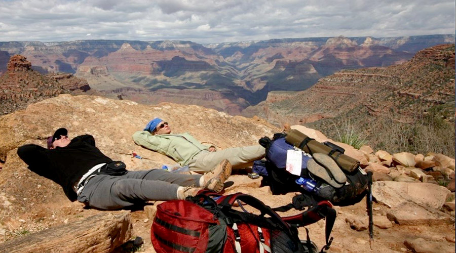 Campers resting at Grand Canyon South Rim